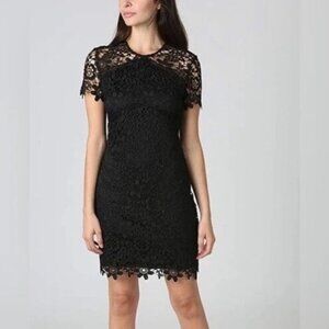 Bebe Short sleeve Floral Crotchet Black Dress sz 8